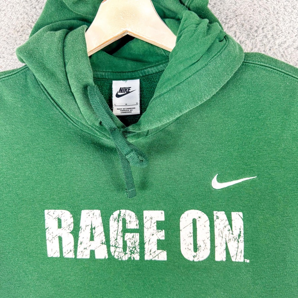 Nike Hoodie Mens Large Green Rage On Pullover Fleece Sweatshirt CJ1611-341
